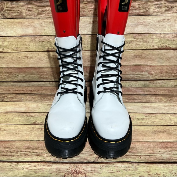 Dr. Martens White Leather Jadon Lace Up Boots - Picture 8 of 9